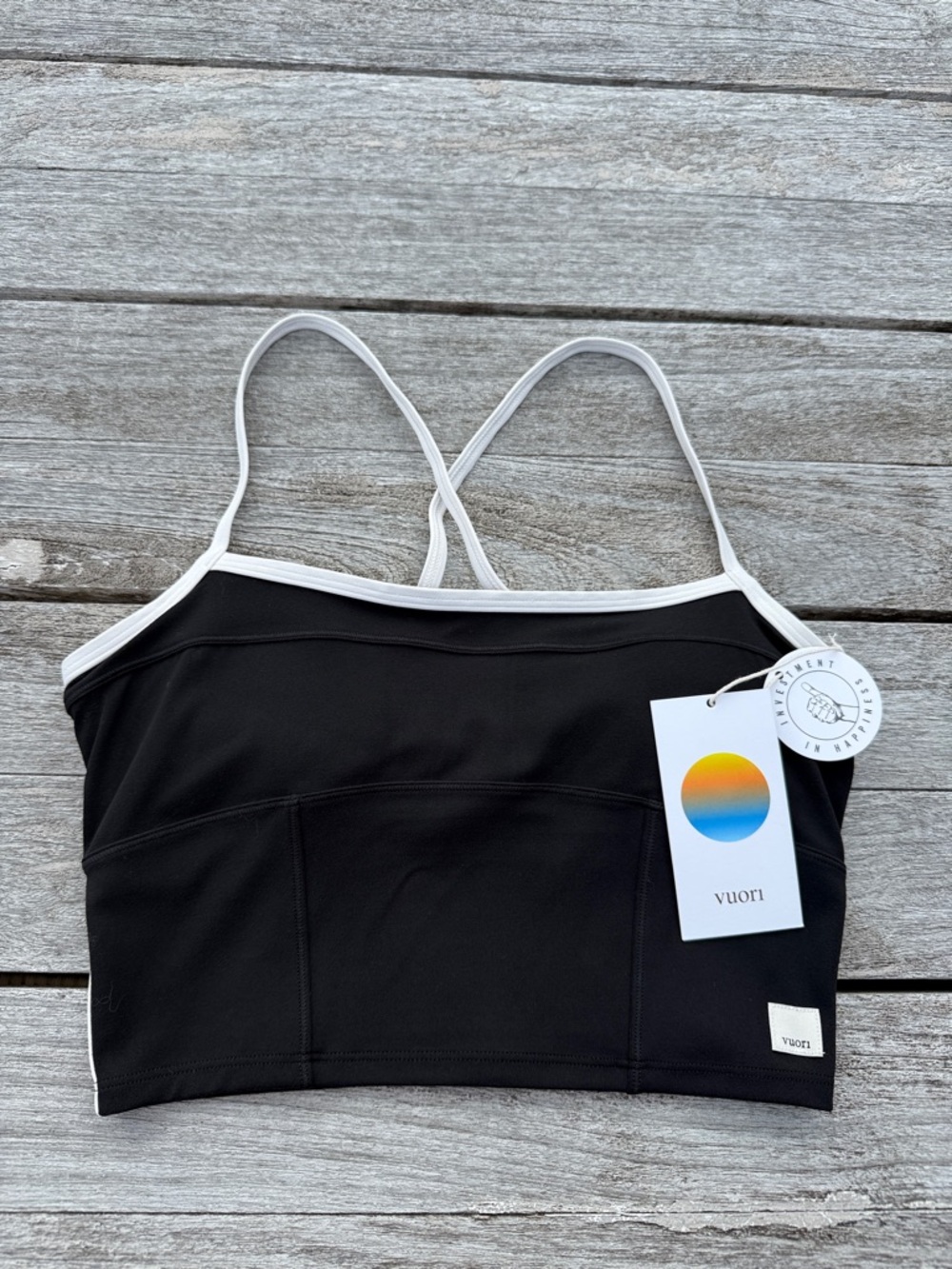 Vuori AllTheFeels Corset Tank black white size XS NWT